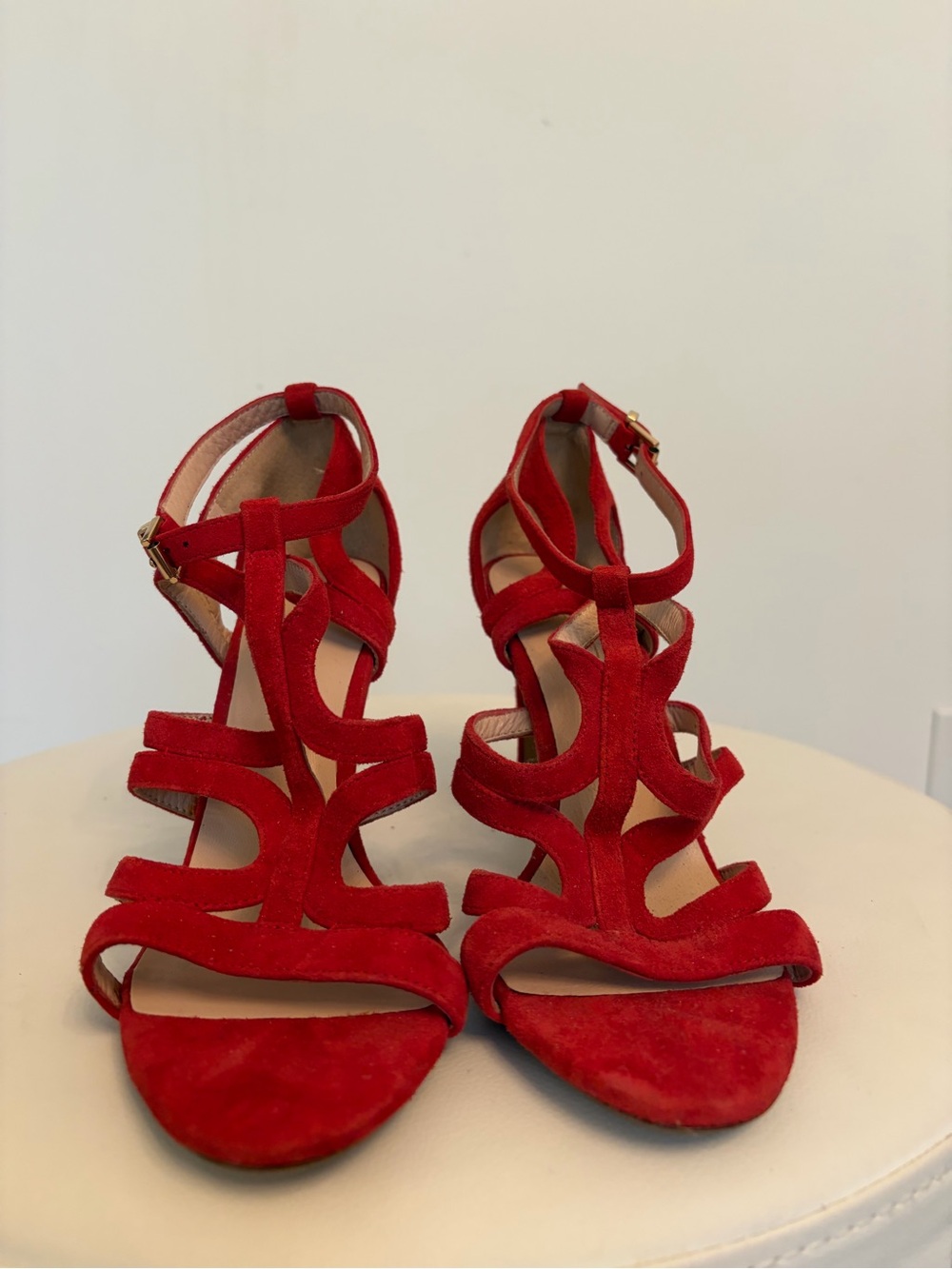 Raye Red Suede Strappy High Heel Sandals